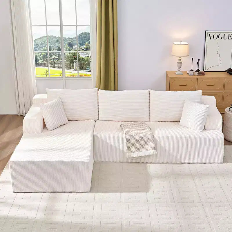 Mjkone Canapés modulaires sectionnels 2 pièces à combinaison libre avec siège profond, canapé d'angle en velours côtelé avec méridienne