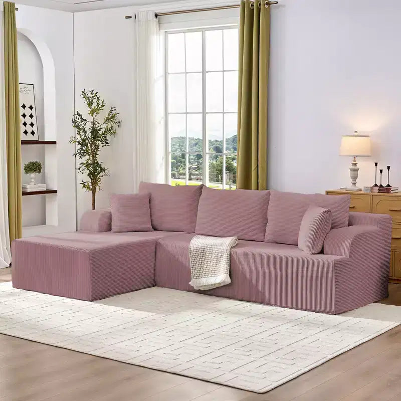 Mjkone Canapés modulaires sectionnels 2 pièces à combinaison libre avec siège profond, canapé d'angle en velours côtelé avec méridienne