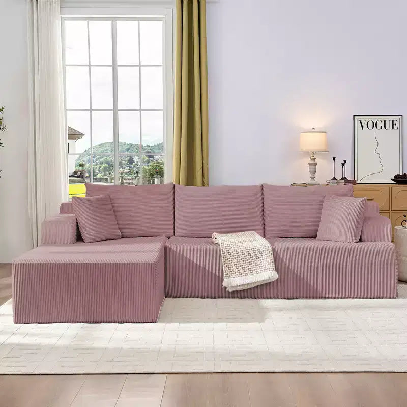 Mjkone Canapés modulaires sectionnels 2 pièces à combinaison libre avec siège profond, canapé d'angle en velours côtelé avec méridienne