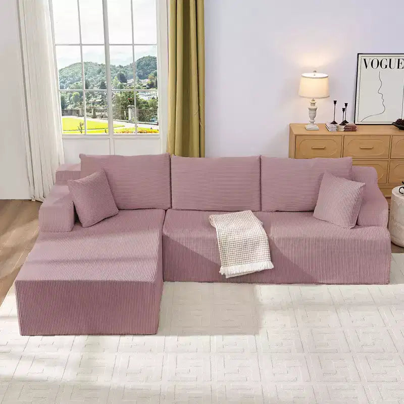 Mjkone Canapés modulaires sectionnels 2 pièces à combinaison libre avec siège profond, canapé d'angle en velours côtelé avec méridienne