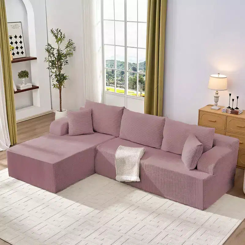 Mjkone Canapés modulaires sectionnels 2 pièces à combinaison libre avec siège profond, canapé d'angle en velours côtelé avec méridienne
