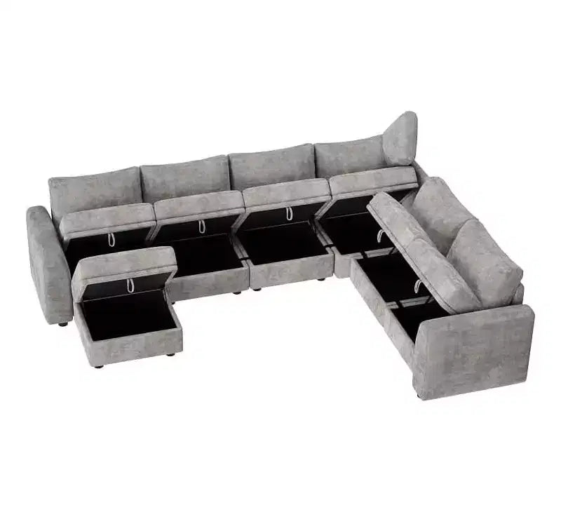 Canapé d'angle modulable Acekool, canapé nuage avec rangement pour salon