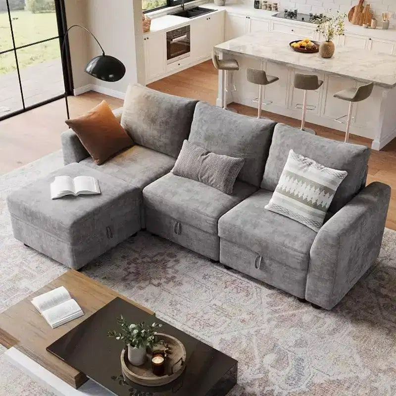 Acekool Modular Sectional Sofa, Cloud Couch with Storage for Living Room