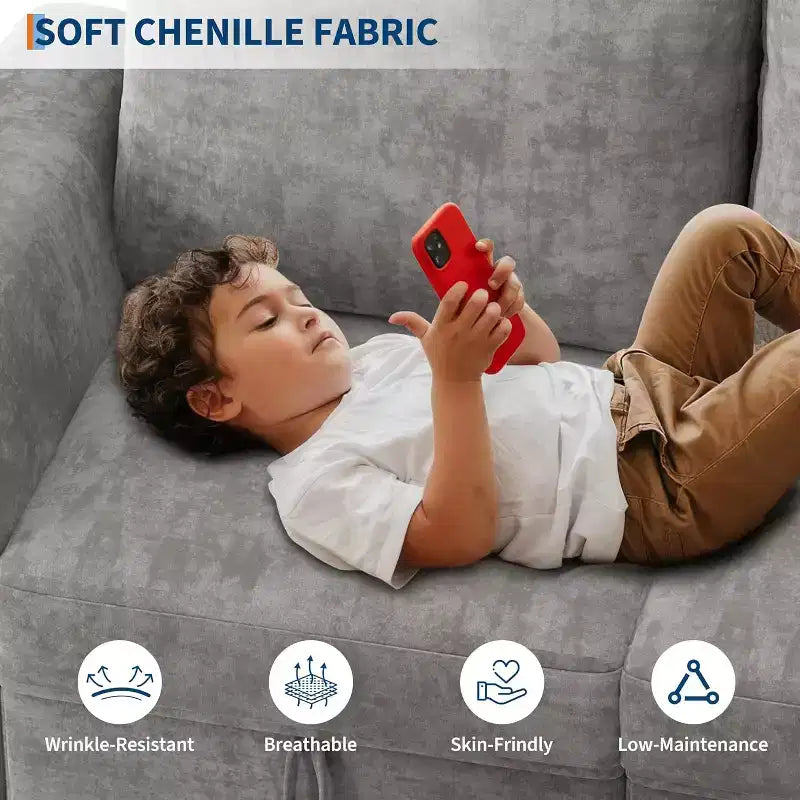 Canapé d'angle modulable Acekool, canapé nuage avec rangement pour salon