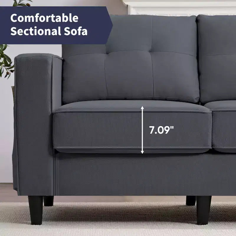 Mjkone 108Canapé d'angle modulaire surdimensionné en velours flocon de neige, canapé d'angle en forme de L avec poche latérale, grand canapé d'angle 6 places
