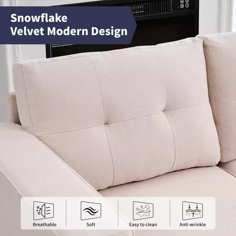 Mjkone 108Canapé d'angle modulaire surdimensionné en velours flocon de neige, canapé d'angle en forme de L avec poche latérale, grand canapé d'angle 6 places