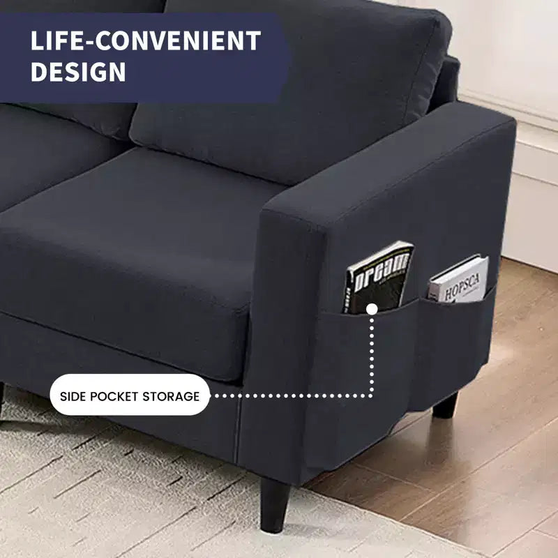 Mjkone Canapé sectionnel modulaire surdimensionné 108Linen, Canapé sectionnel en forme de L avec poche latérale, Grand canapé d'angle 6 places