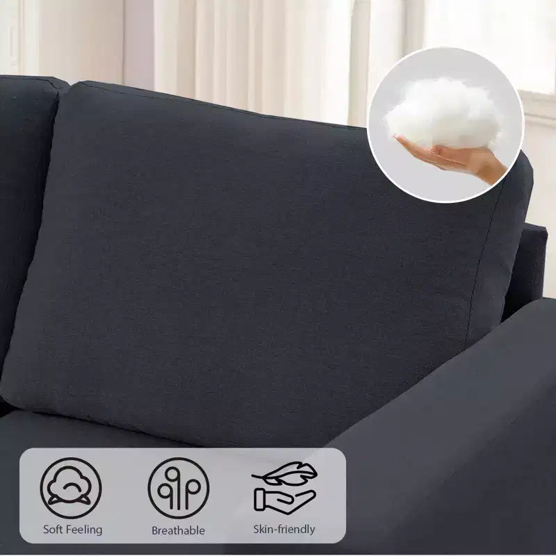 Mjkone Canapé sectionnel modulaire surdimensionné 108Linen, Canapé sectionnel en forme de L avec poche latérale, Grand canapé d'angle 6 places