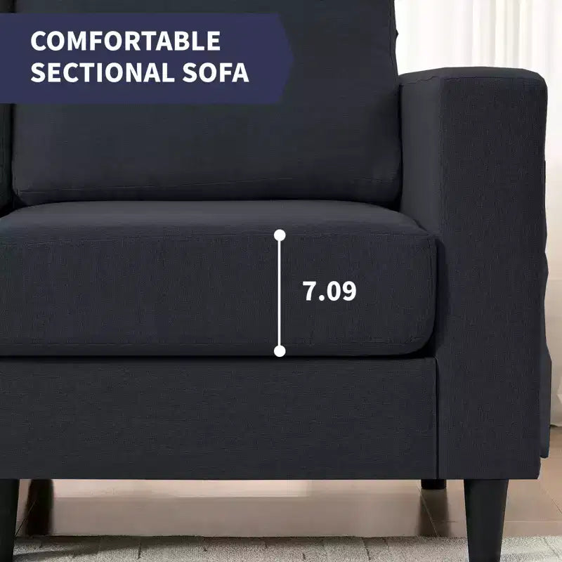 Mjkone Canapé sectionnel modulaire surdimensionné 108Linen, Canapé sectionnel en forme de L avec poche latérale, Grand canapé d'angle 6 places