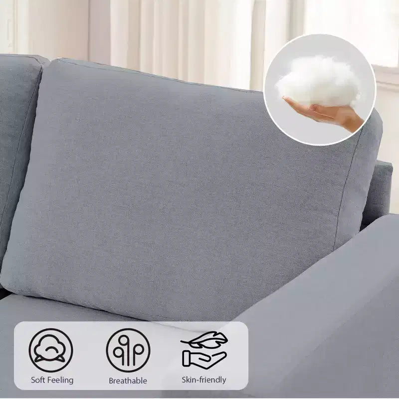 Mjkone Canapé sectionnel modulaire surdimensionné 108Linen, Canapé sectionnel en forme de L avec poche latérale, Grand canapé d'angle 6 places