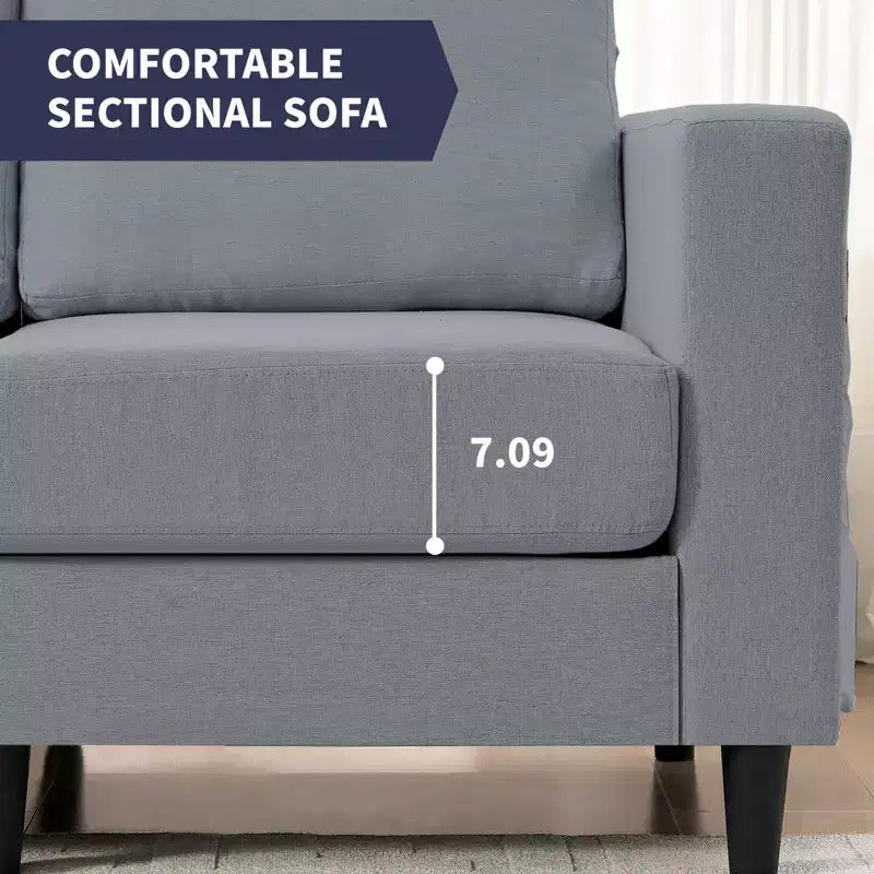 Mjkone Canapé sectionnel modulaire surdimensionné 108Linen, Canapé sectionnel en forme de L avec poche latérale, Grand canapé d'angle 6 places