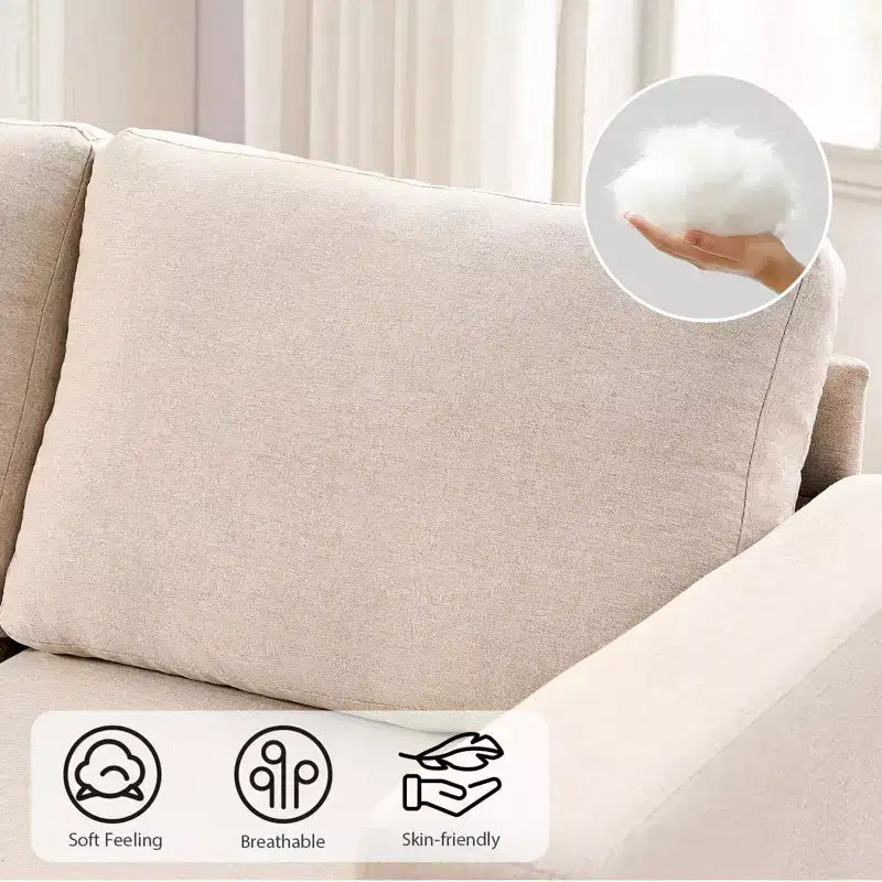 Mjkone Canapé sectionnel modulaire surdimensionné 108Linen, Canapé sectionnel en forme de L avec poche latérale, Grand canapé d'angle 6 places