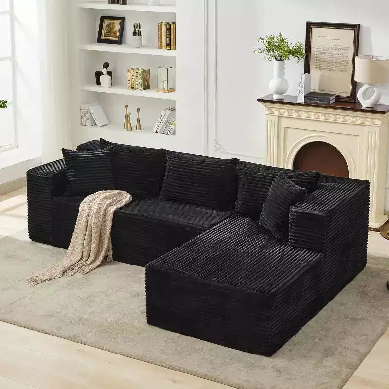 Garvee 106 L-Shaped Sectional Couch, Modern Modular Sofa with Chaise, Soft Corduroy Fabric for Living Room