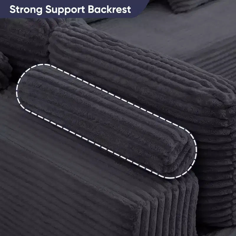 Mjkone 136 Canapé modulaire sectionnel en velours côtelé en forme de U, canapé moderne à 7 places avec sièges profonds et ottoman mobile