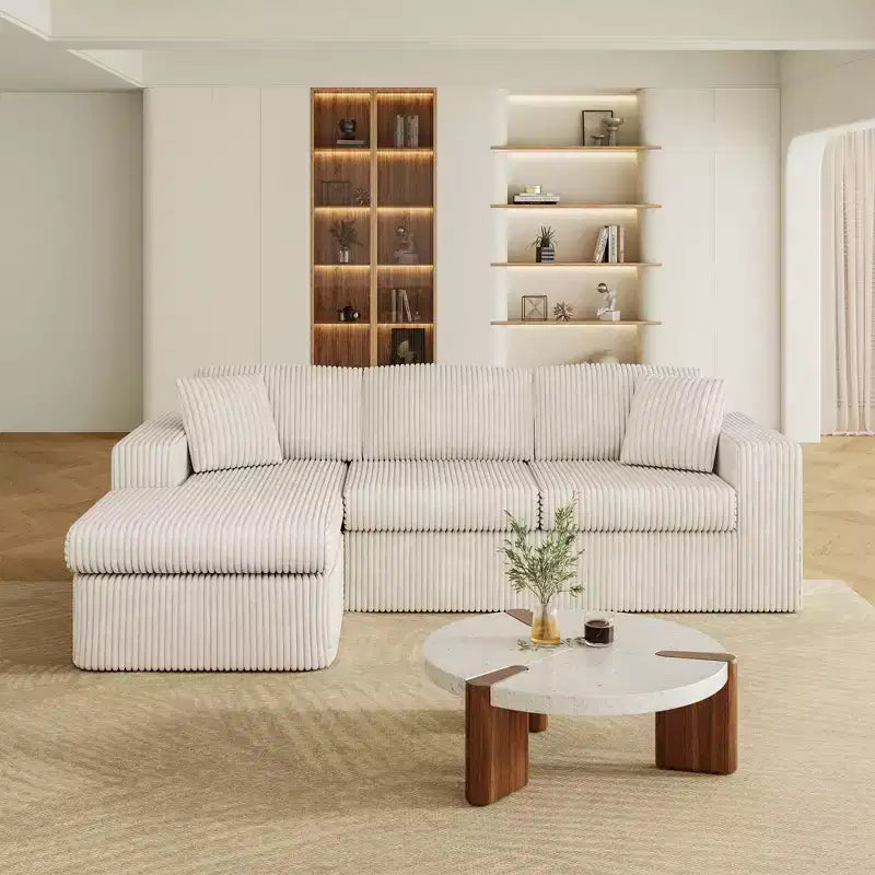Celebalcony 104 Modular Sectional Sofa L-Shape Couch with Oversized Chaise, Cloud Foam Couch ,Plush Corduroy Sofa for Living Room