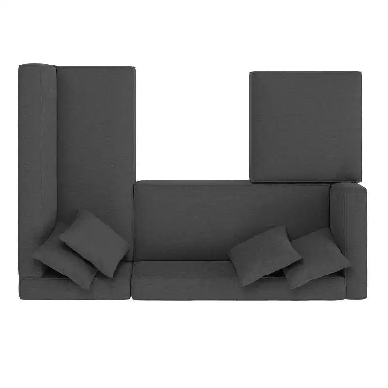 HL Home Furnishings Canapé d'angle en velours, avec ottomane, côté droit