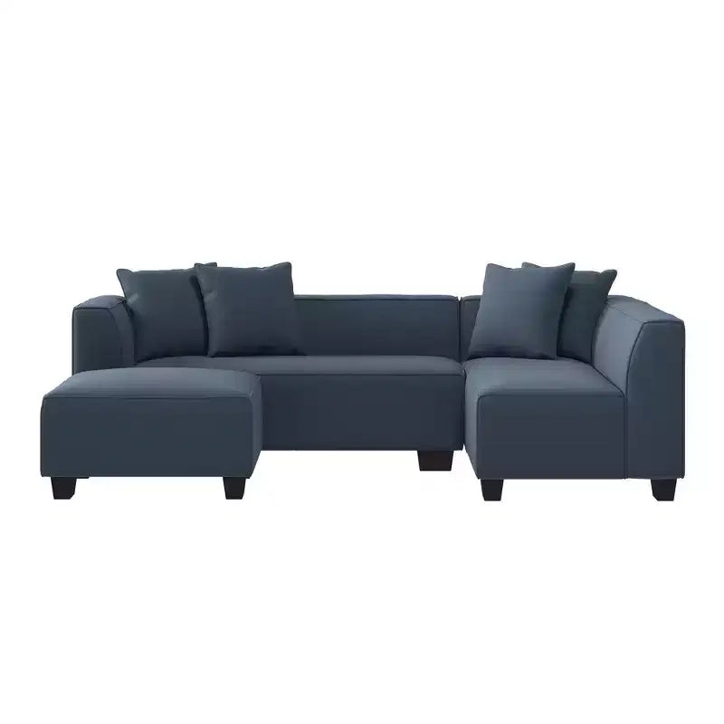HL Home Furnishings Canapé d'angle en velours, avec ottomane, côté droit