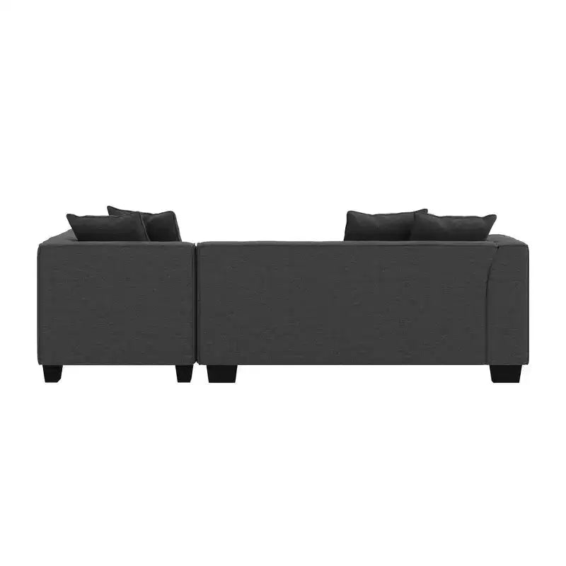 HL Home Furnishings Canapé d'angle en velours, avec ottomane, côté droit