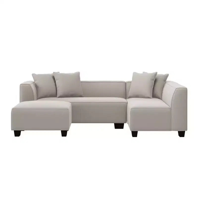 HL Home Furnishings Canapé d'angle en velours, avec ottomane, côté droit