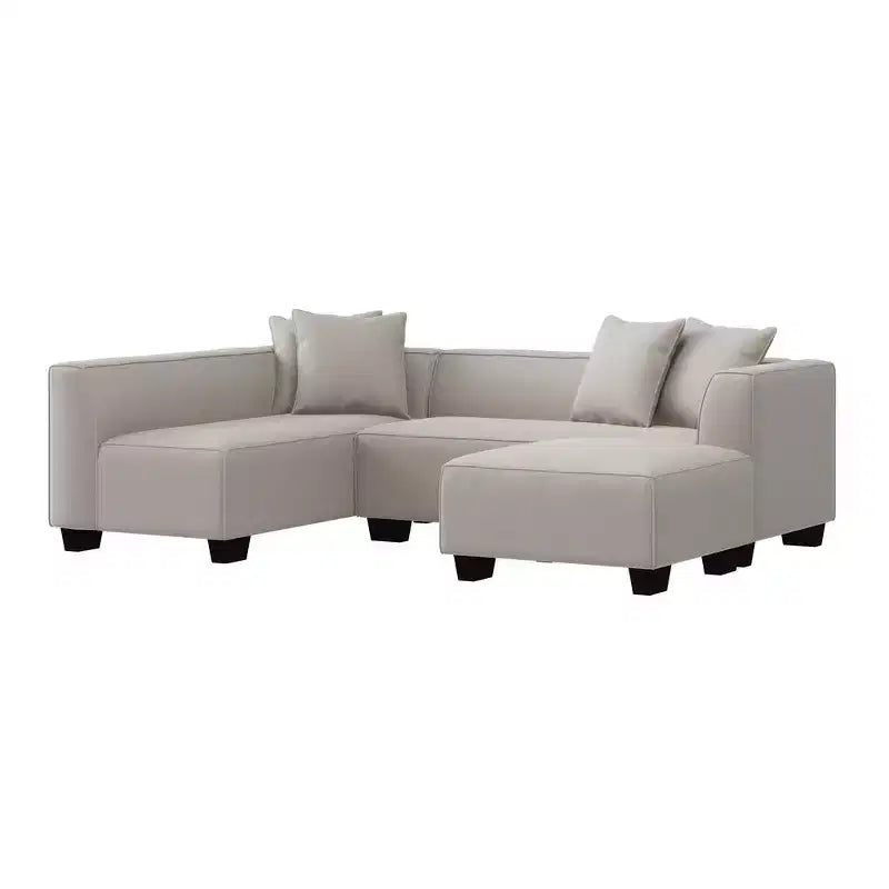 HL Home Furnishings Canapé d'angle en velours, avec ottomane, côté droit