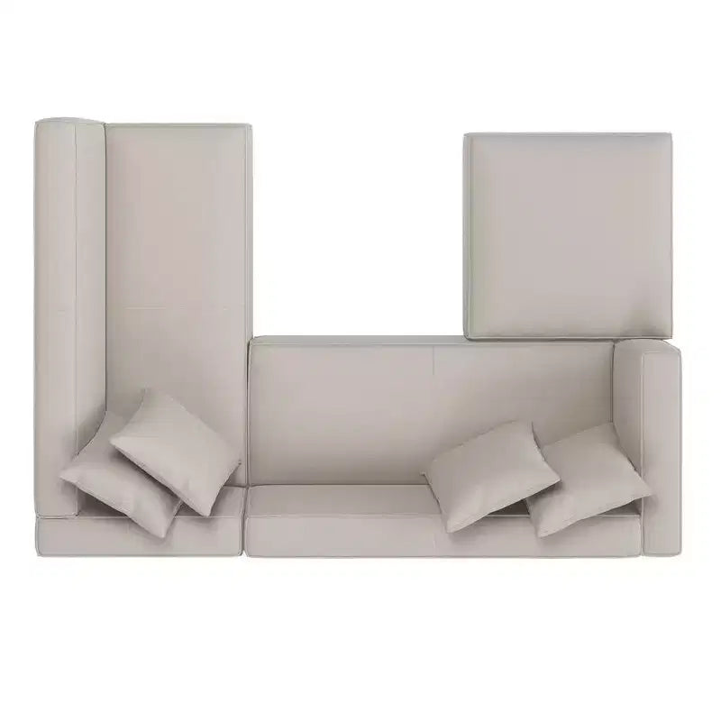 HL Home Furnishings Canapé d'angle en velours, avec ottomane, côté droit