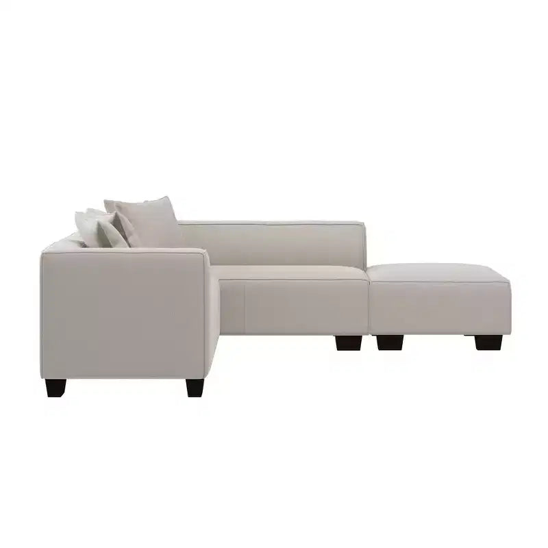 HL Home Furnishings Canapé d'angle en velours, avec ottomane, côté droit