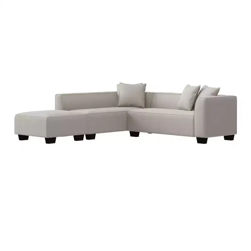 HL Home Furnishings Canapé d'angle en velours, avec ottomane, côté droit