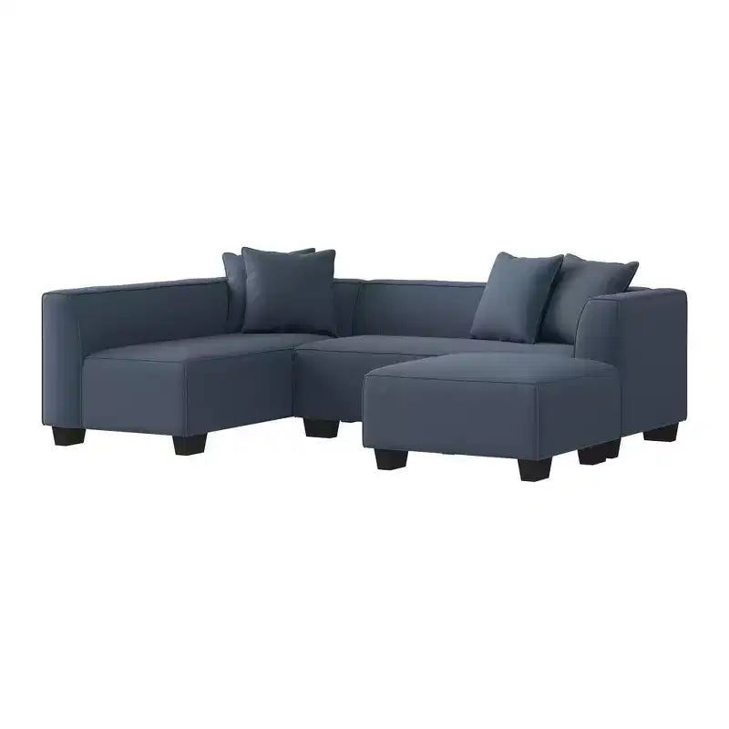 HL Home Furnishings Canapé d'angle en velours, avec ottomane, côté droit