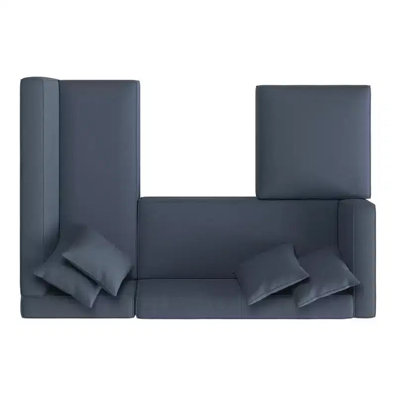 HL Home Furnishings Canapé d'angle en velours, avec ottomane, côté droit