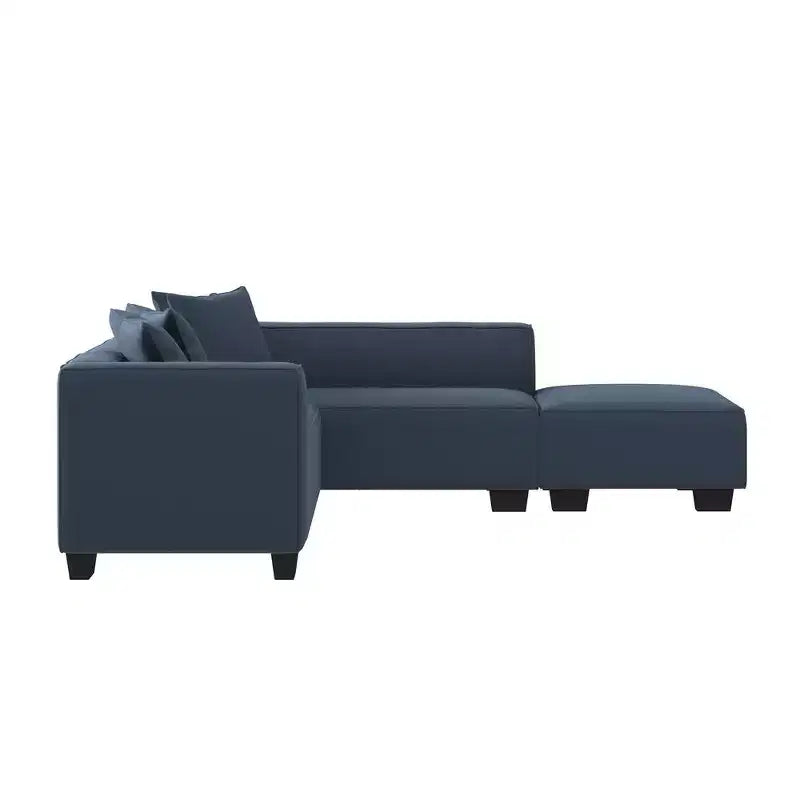 HL Home Furnishings Canapé d'angle en velours, avec ottomane, côté droit