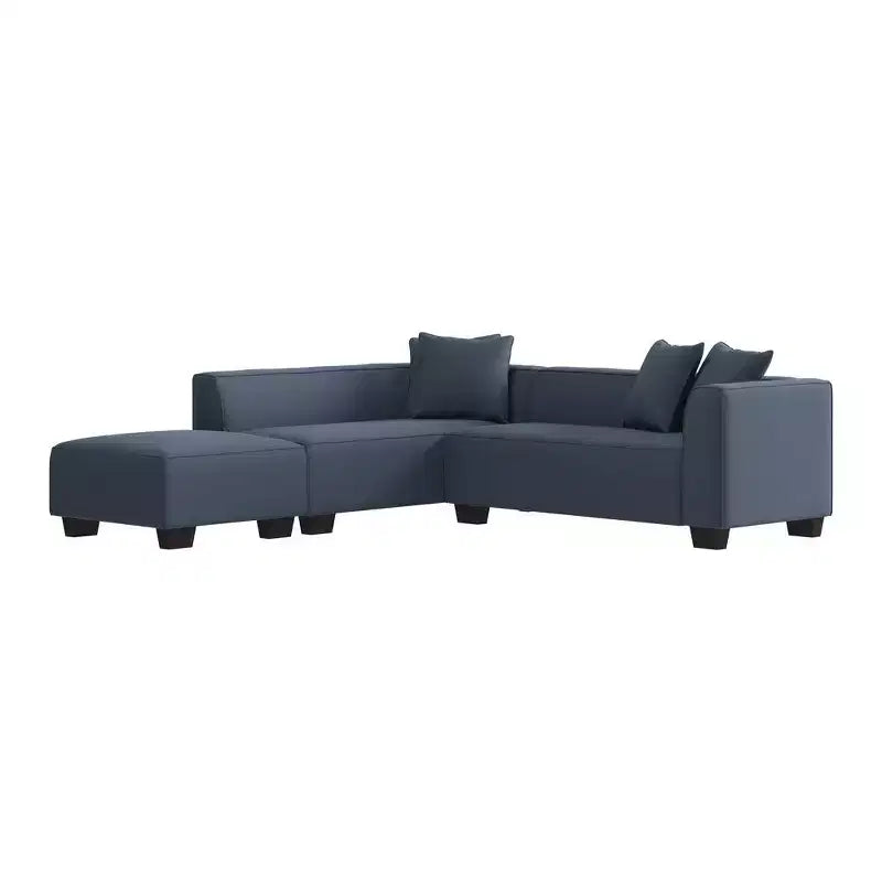 HL Home Furnishings Canapé d'angle en velours, avec ottomane, côté droit