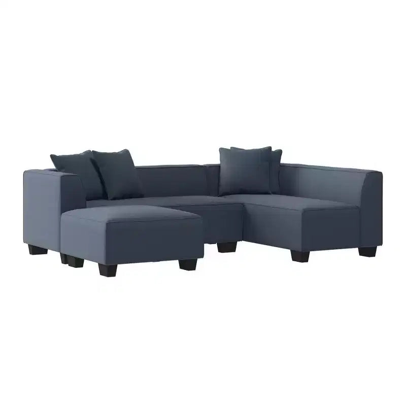 HL Home Furnishings Canapé d'angle en velours, avec ottomane, côté droit