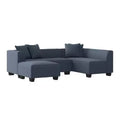 HL Home Furnishings Canapé d'angle en velours, avec ottomane, côté droit