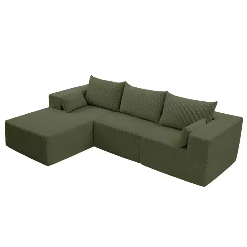 105.51 en velours côtelé sectionnel modulaire en forme de L avec pouf