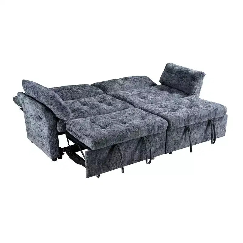 Canapé d'angle inclinable rectangulaire en tissu avec accoudoir droit de 89,8 pouces de large