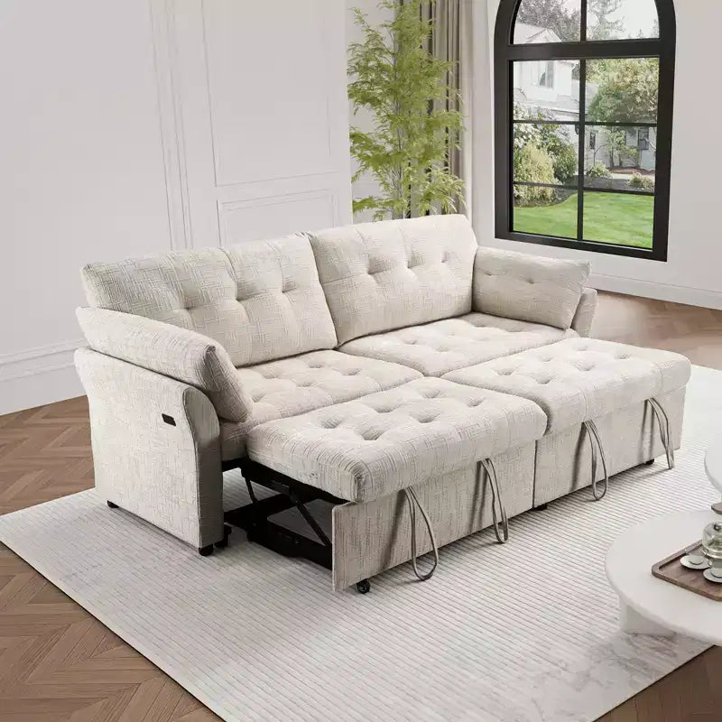 Canapé d'angle inclinable rectangulaire en tissu avec accoudoir droit de 89,8 pouces de large