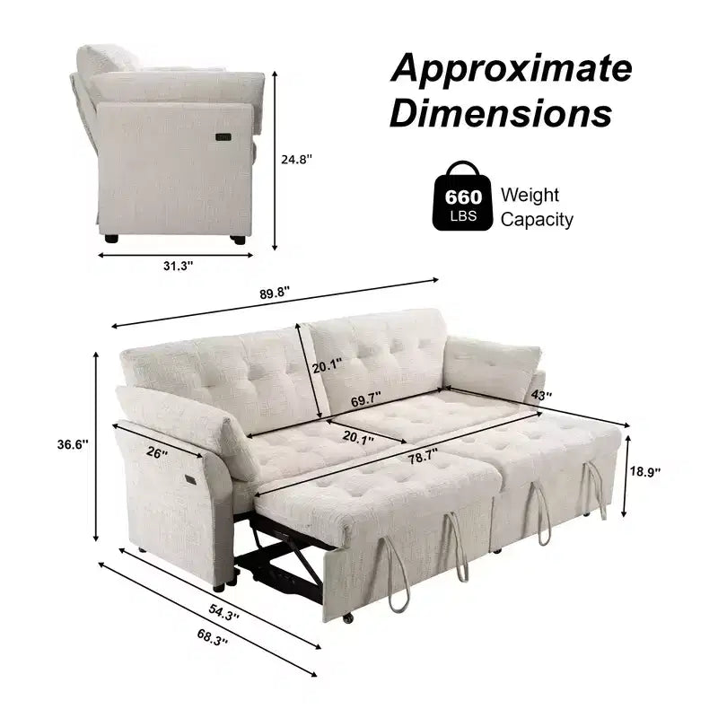 Canapé d'angle inclinable rectangulaire en tissu avec accoudoir droit de 89,8 pouces de large