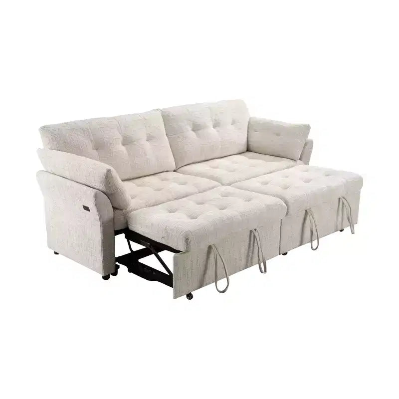 Canapé d'angle inclinable rectangulaire en tissu avec accoudoir droit de 89,8 pouces de large