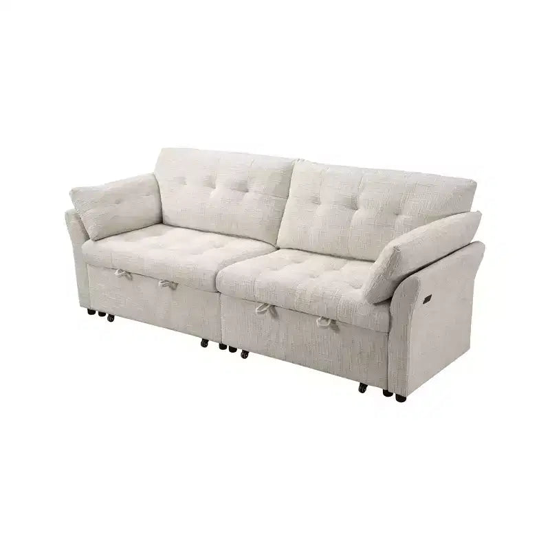 Canapé d'angle inclinable rectangulaire en tissu avec accoudoir droit de 89,8 pouces de large