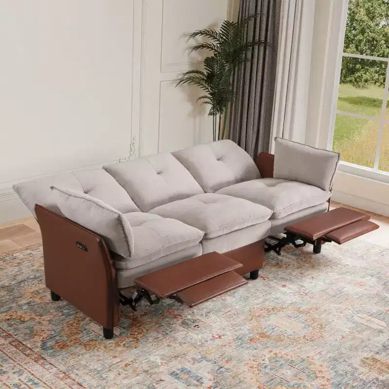 Canapé sectionnel inclinable électrique bicolore avec coffre de rangement