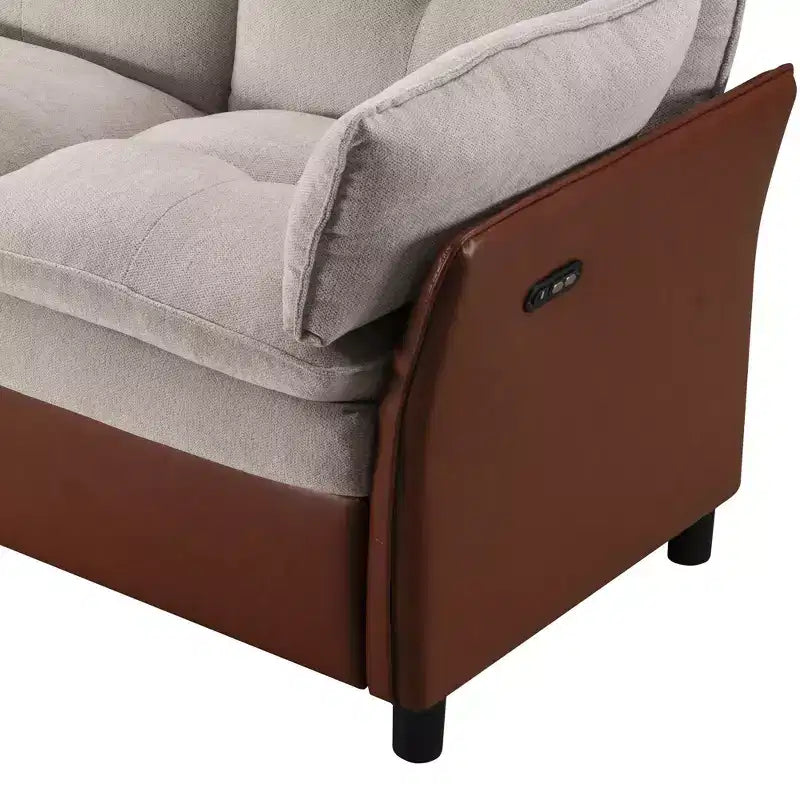 Canapé sectionnel inclinable électrique bicolore avec coffre de rangement