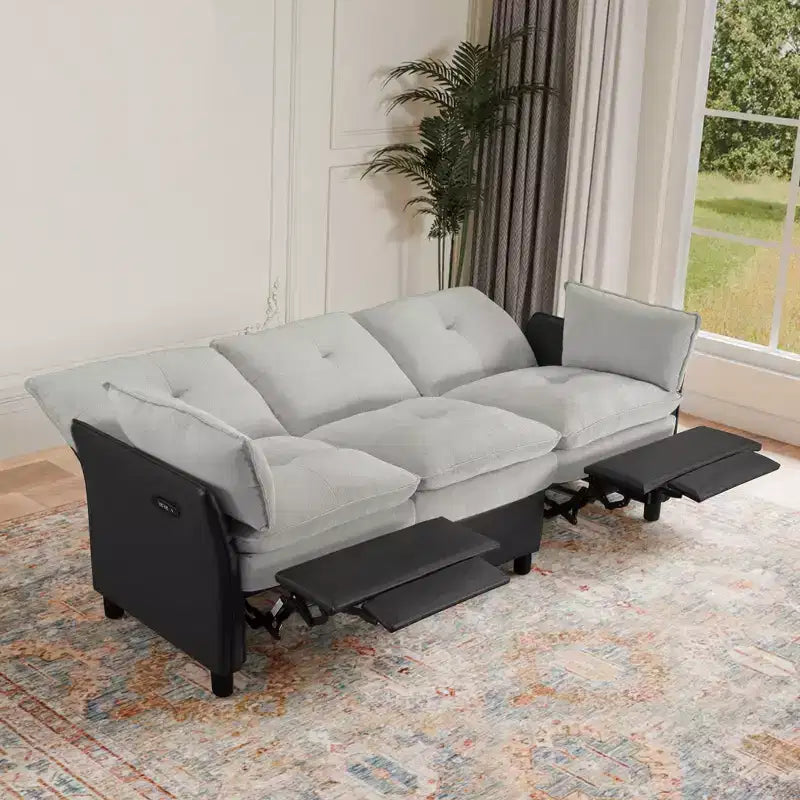 Canapé sectionnel inclinable électrique bicolore avec coffre de rangement