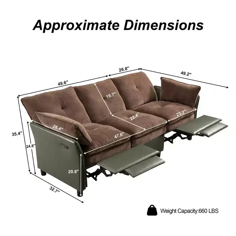 Canapé sectionnel inclinable électrique bicolore avec coffre de rangement