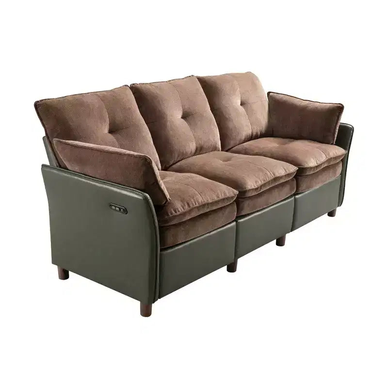 Canapé sectionnel inclinable électrique bicolore avec coffre de rangement