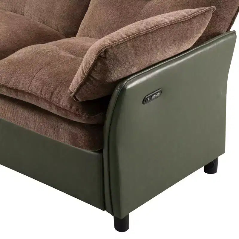 Canapé sectionnel inclinable électrique bicolore avec coffre de rangement