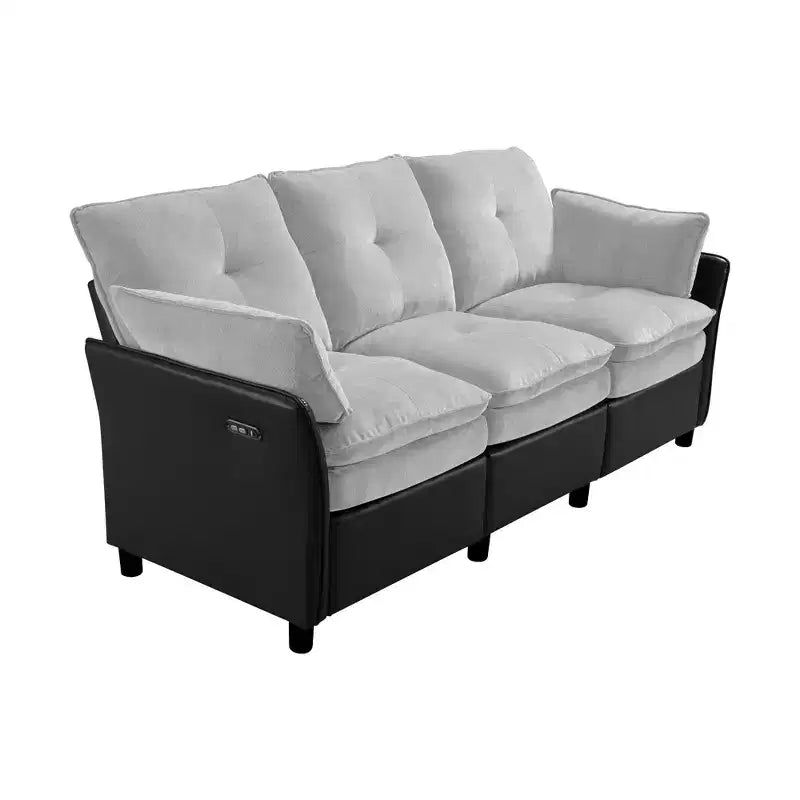 Canapé sectionnel inclinable électrique bicolore avec coffre de rangement