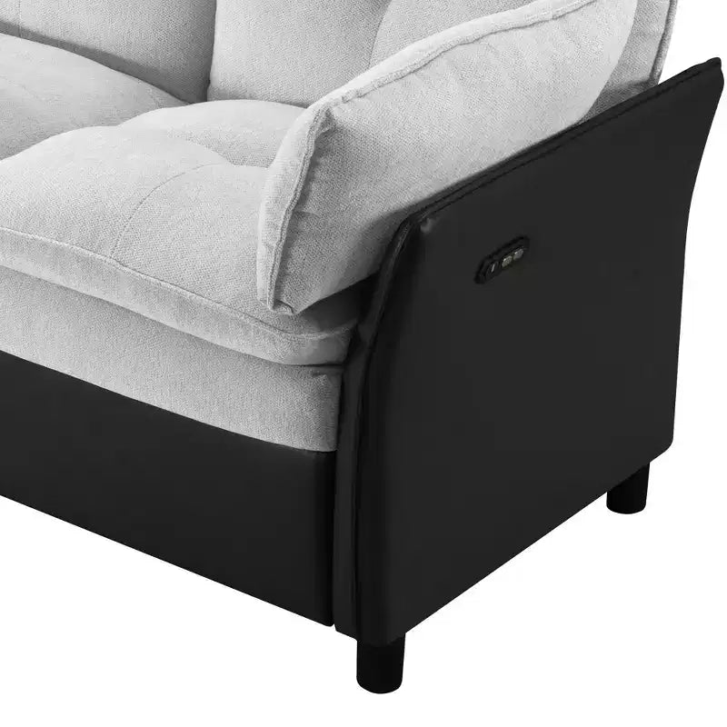 Canapé sectionnel inclinable électrique bicolore avec coffre de rangement