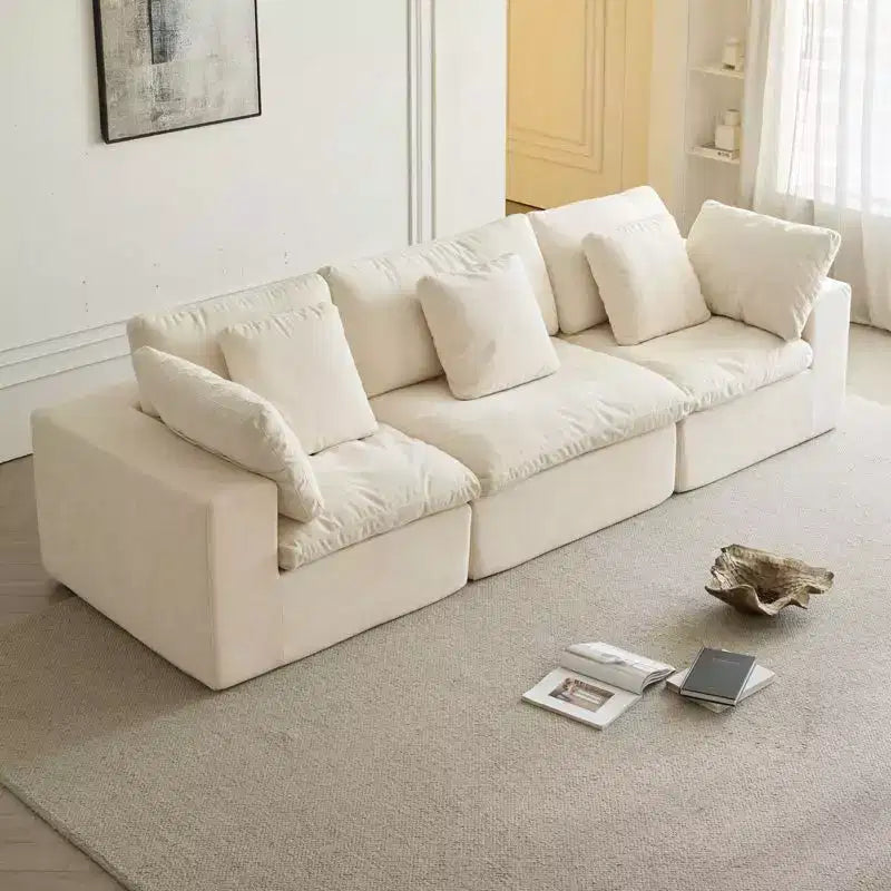 Canapé sectionnel modulaire Swtroom 120 Canapés modulaires 3 places Coussins décoratifs Canapé en chenille Beige