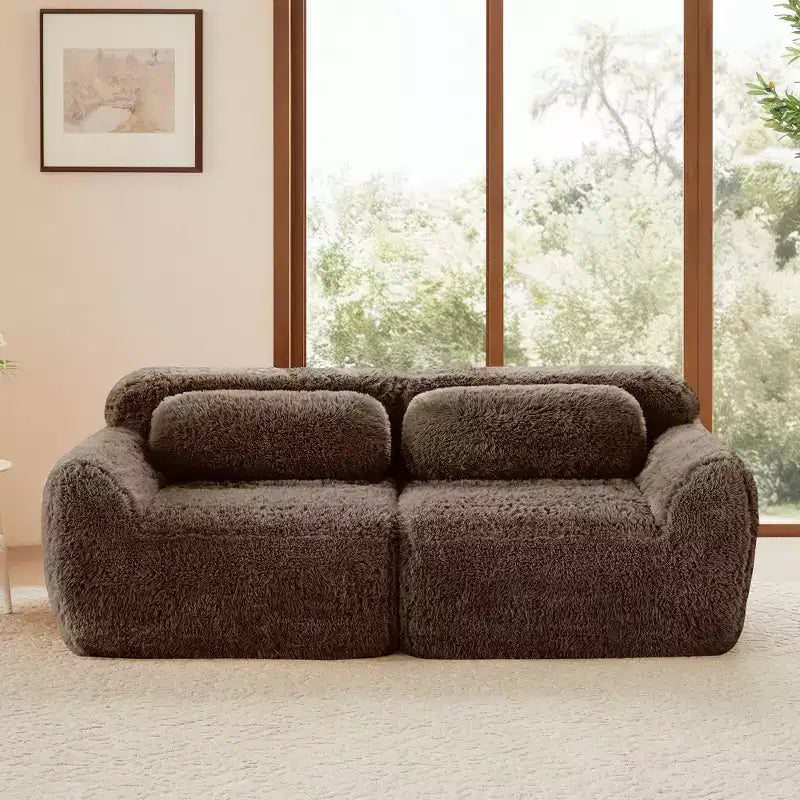 Canapé sectionnel modulaire rose 2 places de 203,96 cm avec coussins de traversin et éponge haute densité 32D pour salons