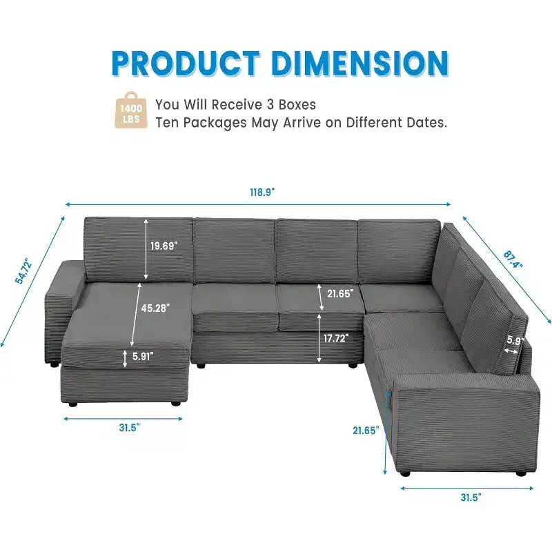 Canapé modulable en U/L avec housse amovible, canapé convertible moderne et profond, canapé-lit nuage confortable pour salon et bureau